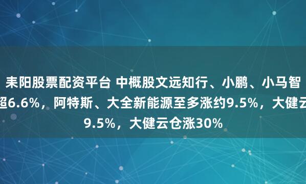 耒阳股票配资平台 中概股文远知行、小鹏、小马智行至多跌超6.6%，阿特斯、大全新能源至多涨约9.5%，大健云仓涨30%