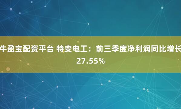 牛盈宝配资平台 特变电工：前三季度净利润同比增长27.55%